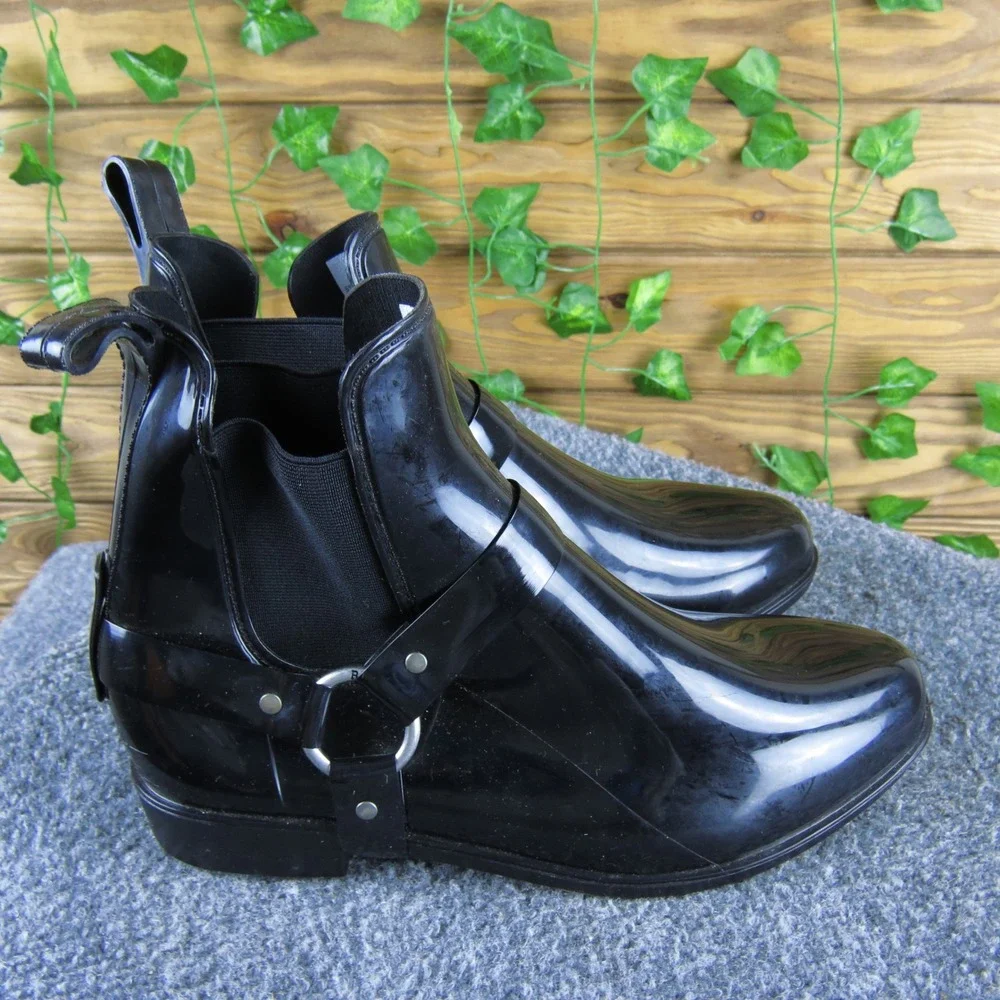 Lauren Ralph Lauren Tricia-Bo-Rai Women's 8 Black Rain‎ Boots Harness Style